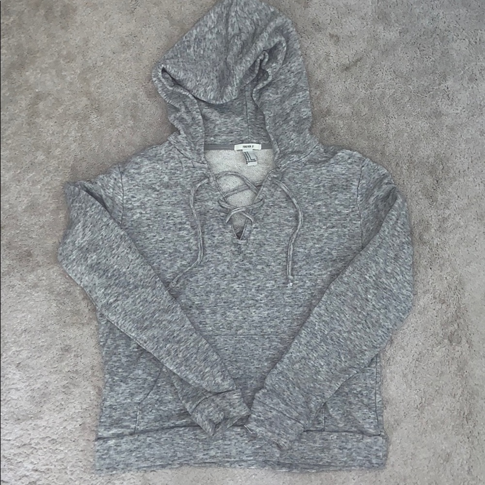 Forever 21 cropped heather grey hoodie!